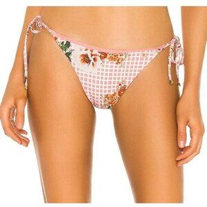 NEW Agua Bendita x REVOLVE Size L Pink Alegria Floral Bikini Bottom Side Tie